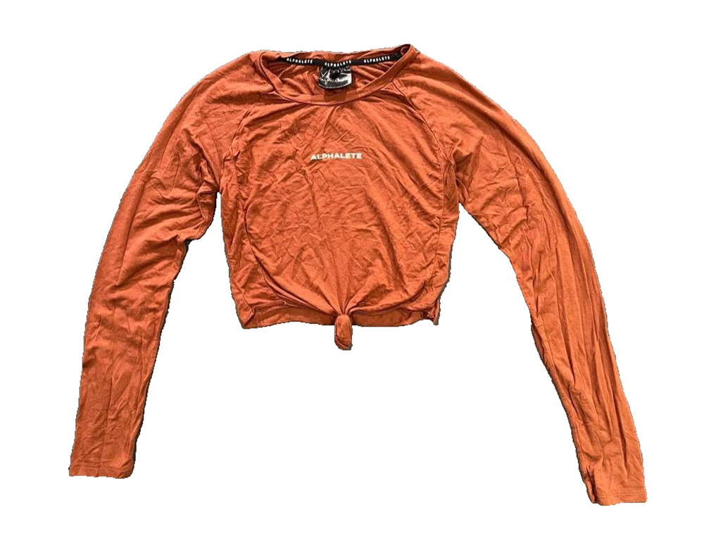 Alphalete Aspire Orange Y2K top Crop Soft Long Sleeve Workout Shirt S A010810
